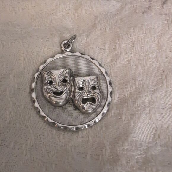 Vintage 70s Comedy Tragedy Drama sterling silver‎ pendant/charm lot - Picture 6 of 15
